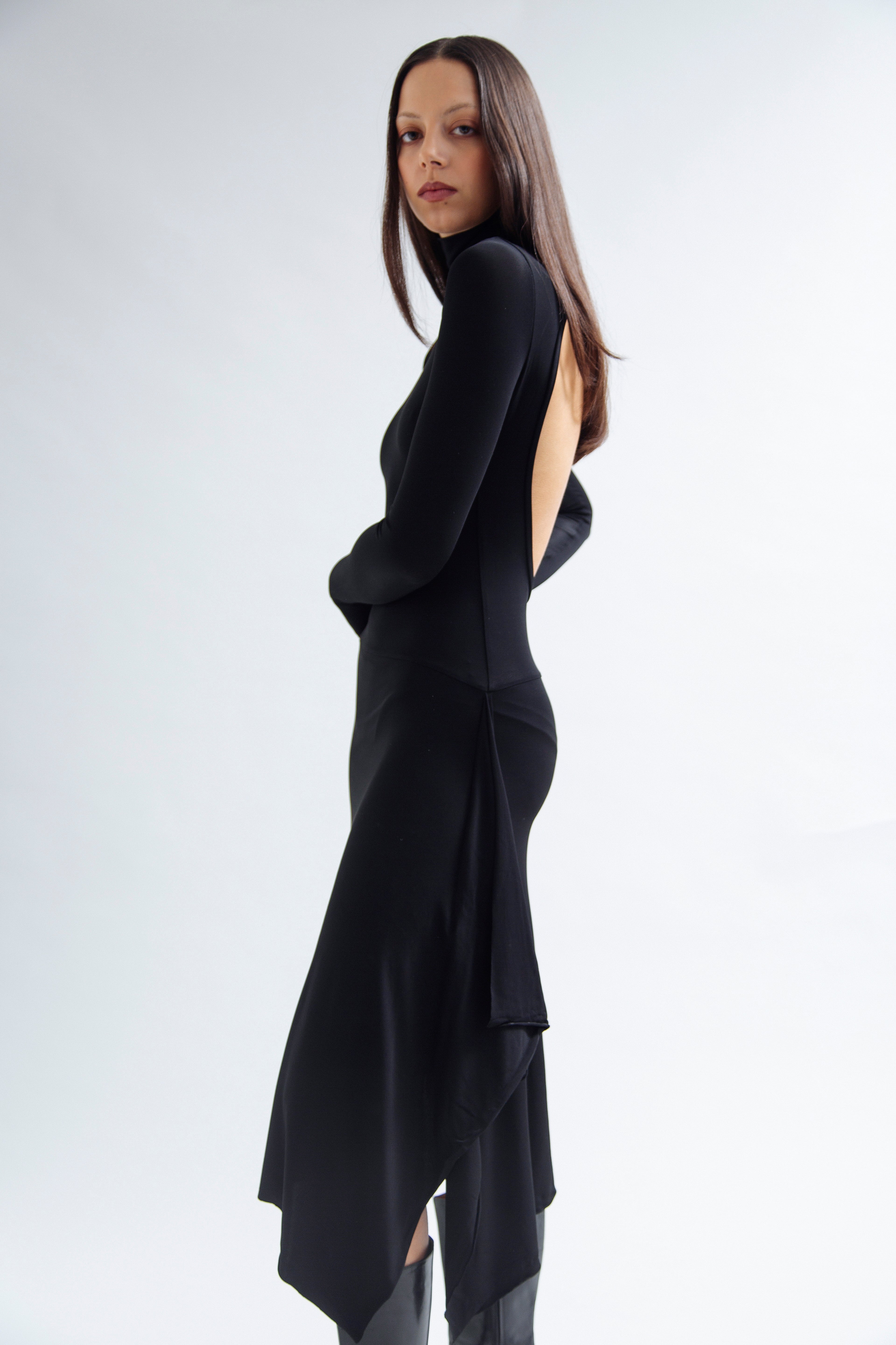 ASYMMETRICAL MIDI DRESS